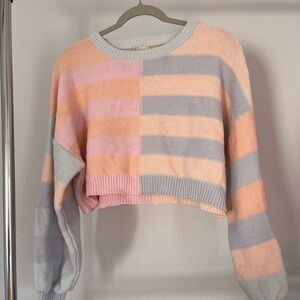 Alter’d State Pastel Colorblock Cropped Sweater